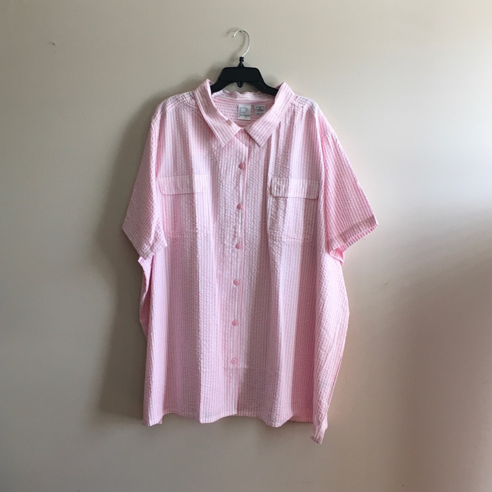 Roaman's Pink Button Down Shirt Lightweight Casual